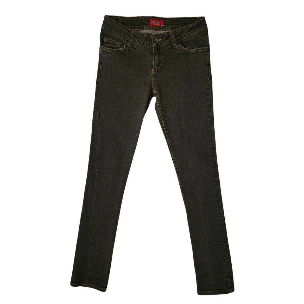 Dickies Womens Faded Mid Rise Skinny Jeans Stretch Reg Fit XB164BK Black Size 5